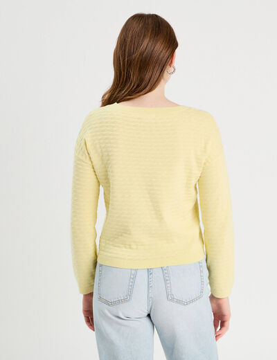 Pull col bateau jaune clair femme