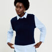 Pull chemise 2-en-1 bleu marine femme