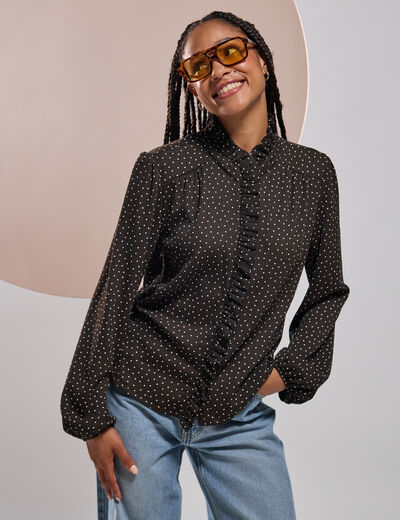 Blouse manches longues marron femme