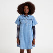 Robe droite en jean denim double stone femme