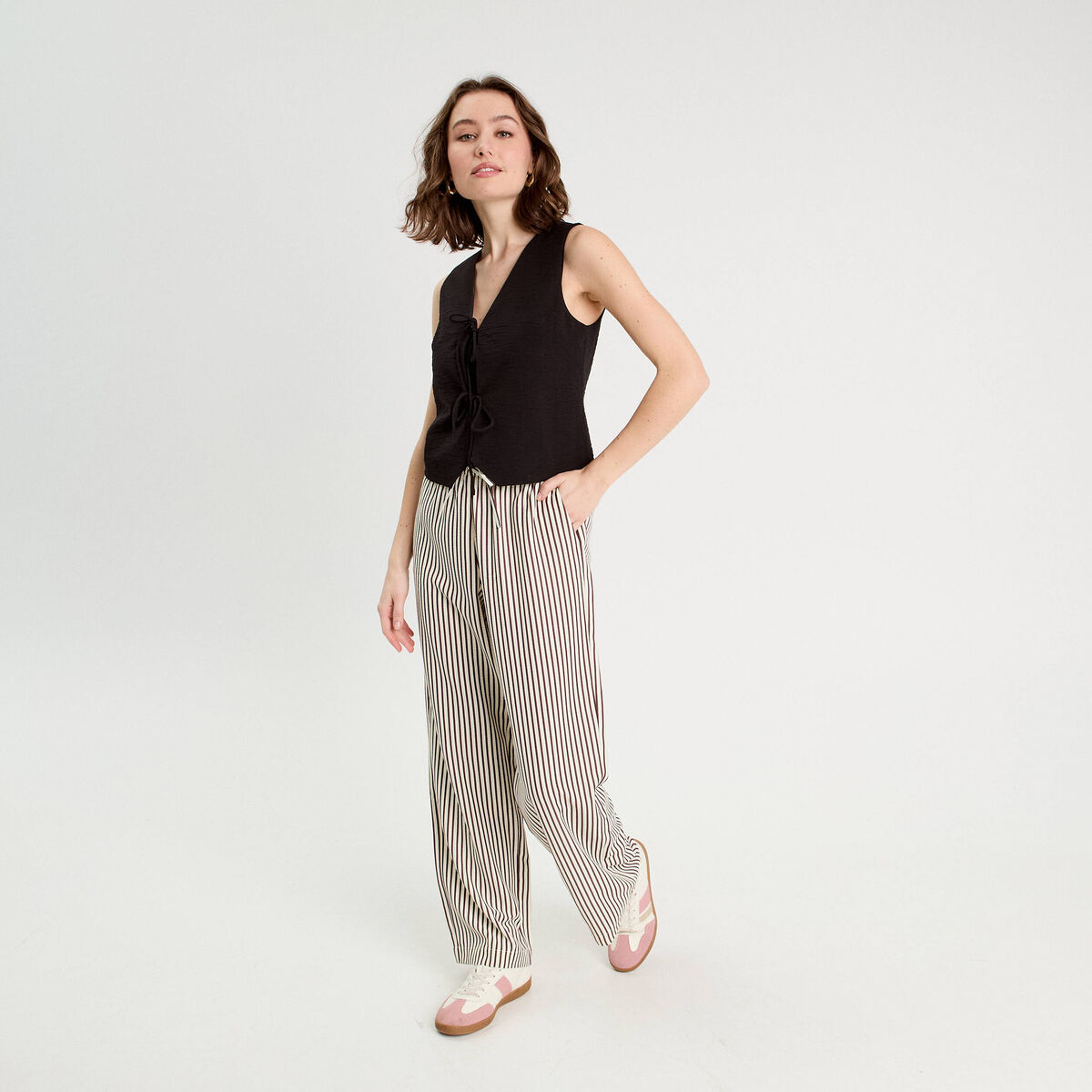 Pantalon large noir femme