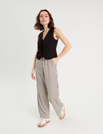 Pantalon large noir femme