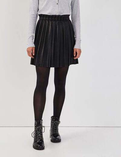 Jupe évasée plissée noir femme