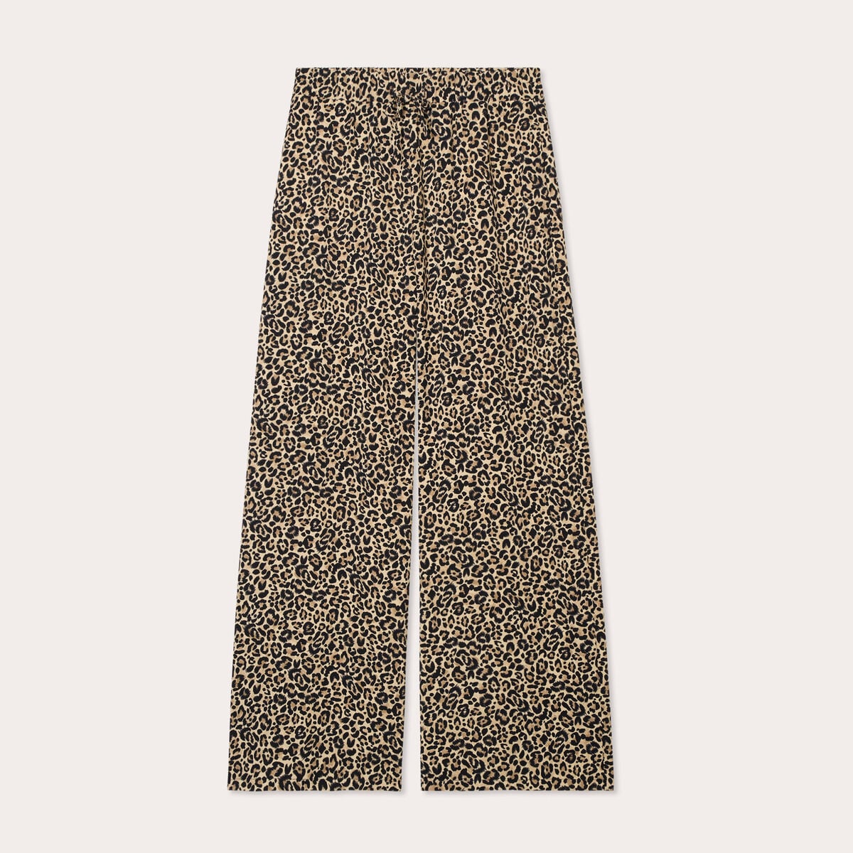 Pantalon large fluide beige femme