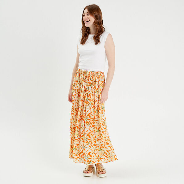 jupe longue evasee blanc femme Jupe longue évasée blanc femme