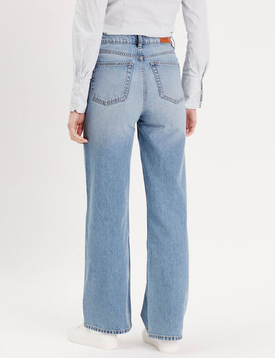 Jeans wide leg taille haute denim double stone femme
