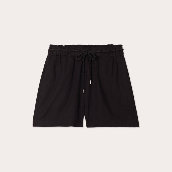 short regular contenant du lin noir femme Short regular contenant du lin noir femme