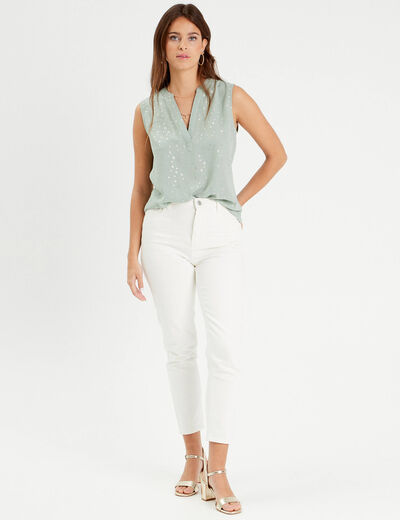 Blouse sans manches vert olive femme