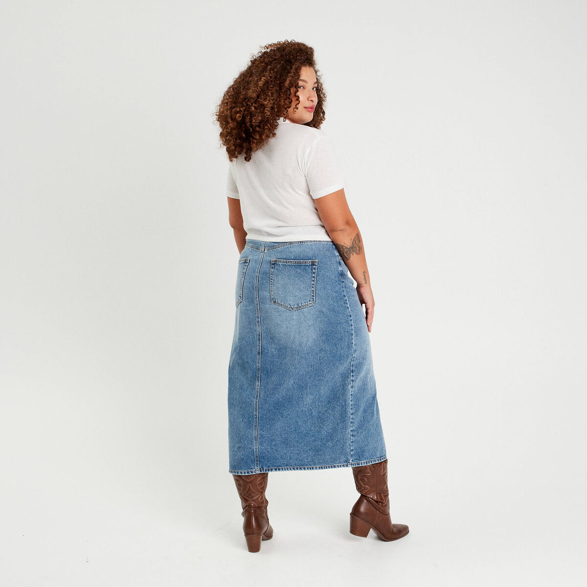 Jupe crayon taille standard denim double stone femme