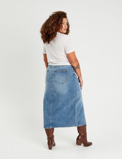 Jupe crayon taille standard denim double stone femme