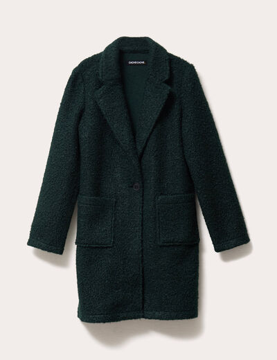 Manteau ample bouclette vert foncé femme