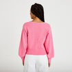 Gilet col v manches longues rose vif femme