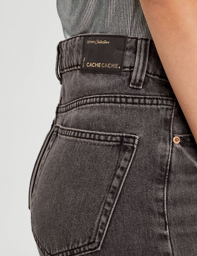 Jeans wide leg taille haute denim noir femme