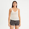 Débardeur tricot ajouré ecru femme