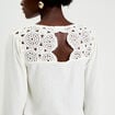 Blouse macram&eacute; bas &eacute;lastiqu&eacute; ecru femme