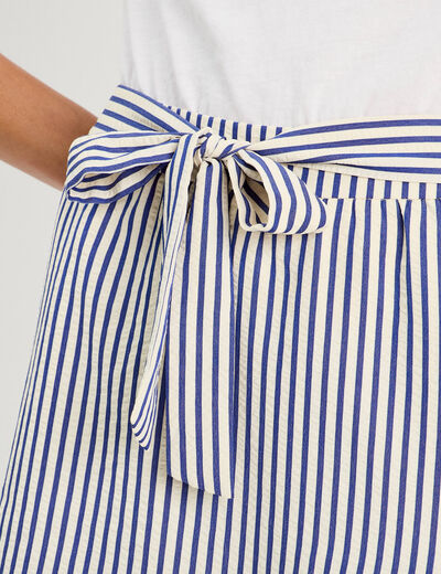 Jupe évasée à volants bleu marine femme