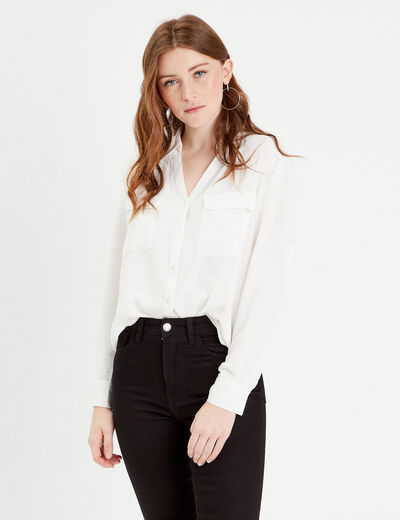 Chemise manches longues ecru femme