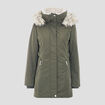 Parka droite avec capuche vert kaki femme