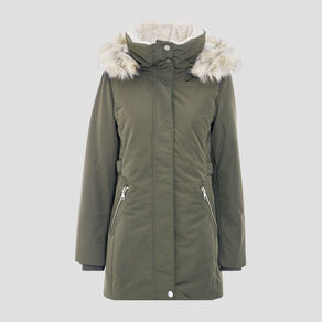 parka droite avec capuche vert kaki femme Parka droite avec capuche vert kaki femme