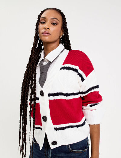 gilet manches longues rouge femme