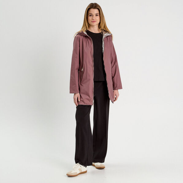 Parka réversible à capuche vieux rose femme