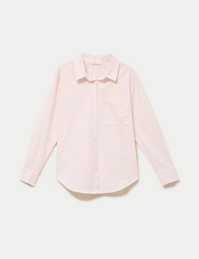 Chemise col classique manches longues rose clair femme