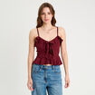 Débardeur cropped volants bordeaux femme