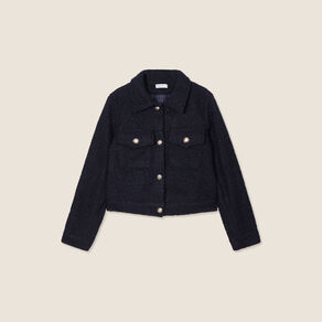 veste boutonnee bouclette bleu marine femme Veste boutonnée bouclette bleu marine femme