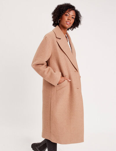 Manteau long oversize camel femme