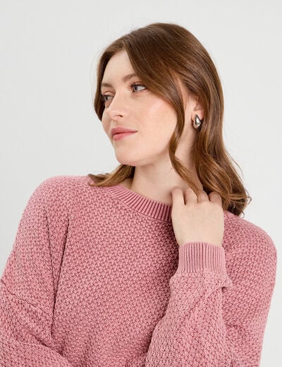 Pull manches longues vieux rose femme