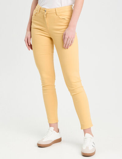 Jeans slim 5 poches jaune clair femme