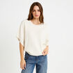 Pull oversize col rond manches courtes ecru femme