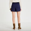 Jupe-short trap&egrave;ze en maille bleu marine femme