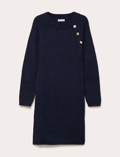 Robe pull d&eacute;tails de boutons bleu marine femme