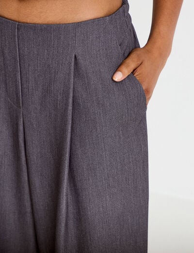 Pantalon bouffant city taille basse gris fonc&eacute; femme