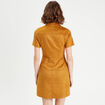 Robe droite boutonnée suédine camel femme