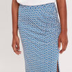 Jupe longue droite fronces bleu marine femme