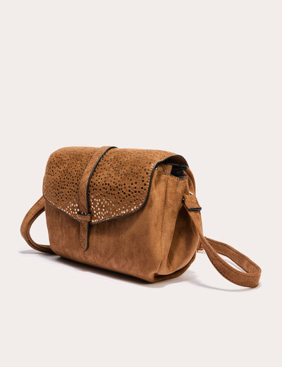 sac aspect daim camel femme