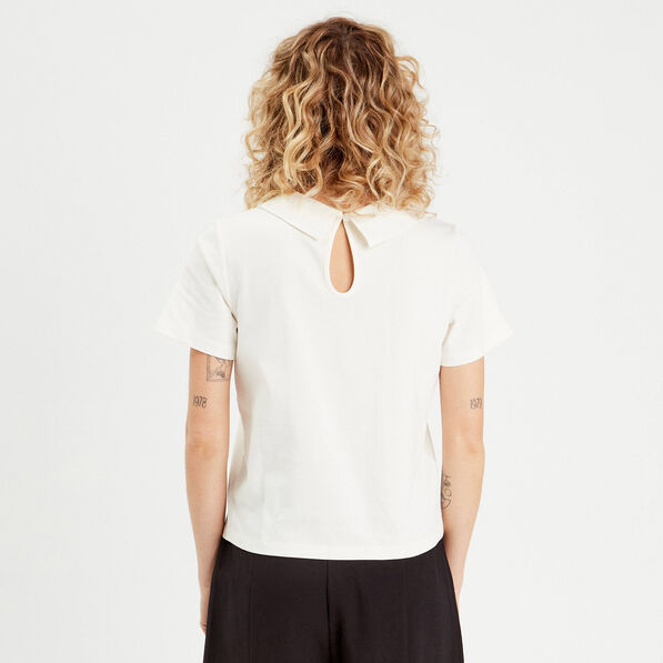 t shirt manches courtes bijoux ecru femme T-shirt manches courtes bijoux ecru femme