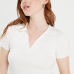 T-shirt manches courtes col polo blanc femme