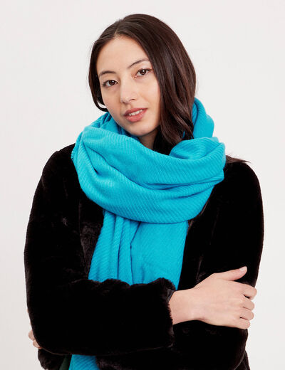 Écharpe à franges bleu femme