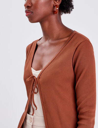 Gilet manches longues marron femme