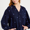 Blouse avec broderie bleu fonc&eacute; femme