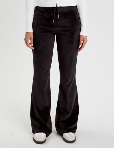 Pantalon bootcut velours noir femme