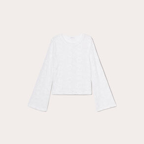 T-shirt ajouré manches pagodes ecru femme