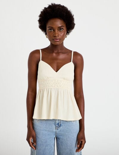 D&eacute;bardeur d&eacute;tail crochet ecru femme