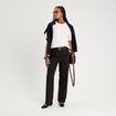 Pantalon bootcut taille haute noir femme