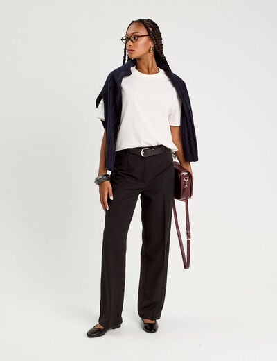 Pantalon bootcut taille haute noir femme