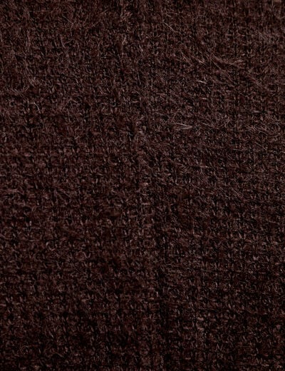 Pull 2-en-1 manches longues col rond marron fonc&eacute; femme