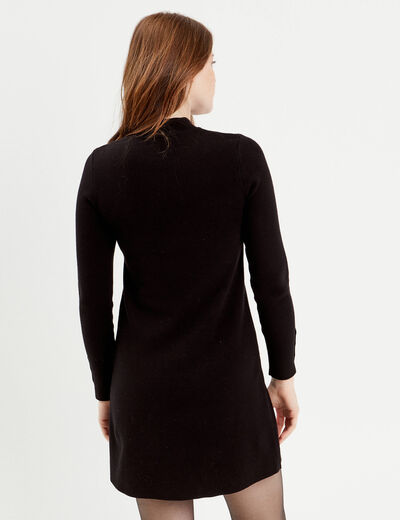 Robe pull évasée col montant noir femme